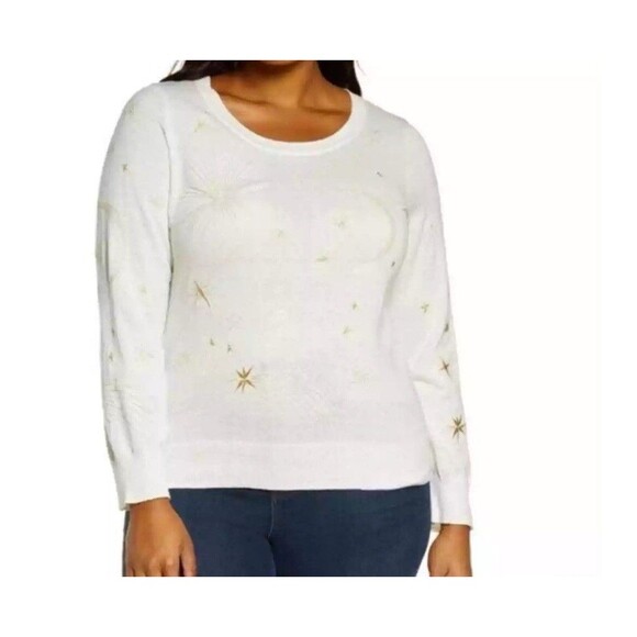 Chaser Plus Size Astrology Embroidered Cotton‎ Cashmere Blend Sweater 3X NWT - Picture 1 of 7